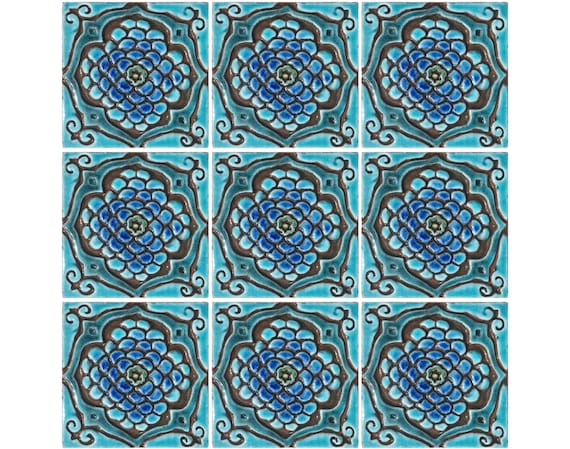 Buy 9 Tiles Wall Art Turquoise Tile Art Moroccan Tiles for Online .