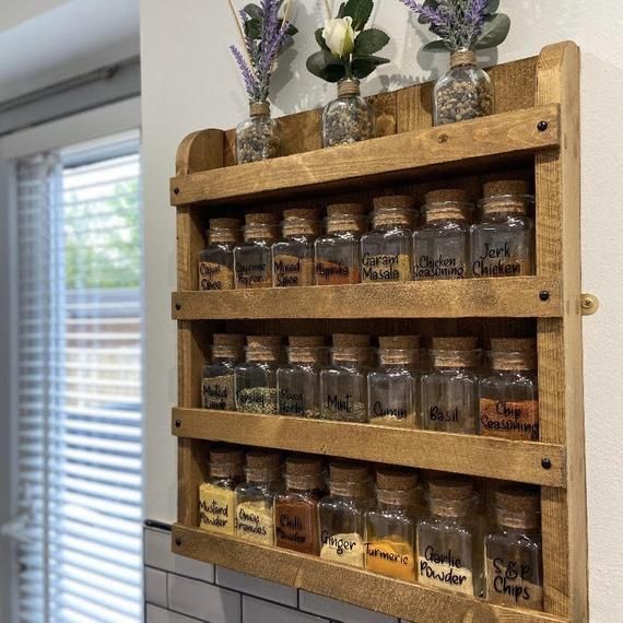 Rustic Spice Rack Wooden Spice Rack Wall Mounted Spice Rack - Etsy .