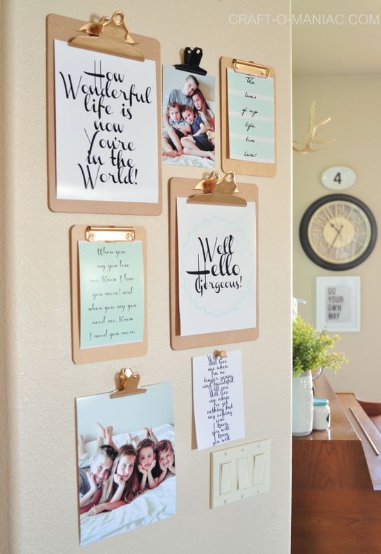 Clipboard Wall Art with Free Printables | Clipboard wall art .
