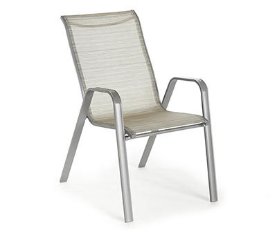 Real Living Doral Gray Sling Fabric Stacking Outdoor Dining Chair .