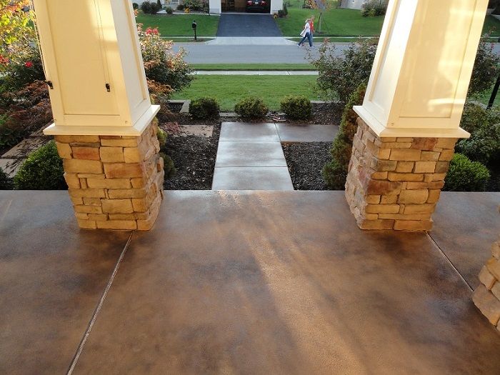 Concrete decor, Stained concrete porch, Stained concre