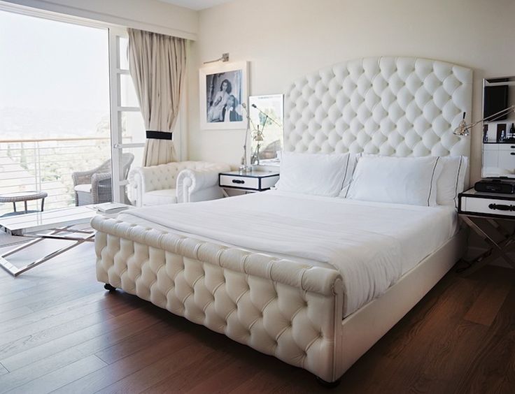 white tufted sleigh bed, amazing | Home bedroom, Tufted headboard .