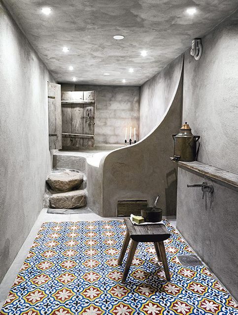 a swedish winter wonderland home | Concrete bathroom design .