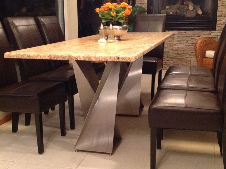 Twisted Metal Table Legs | Heavy Duty Table Base | Stone dining .