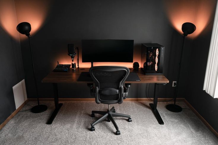Simple LED Desk Lighting with All-Black Desk Setup 💡💡💡 | Home .