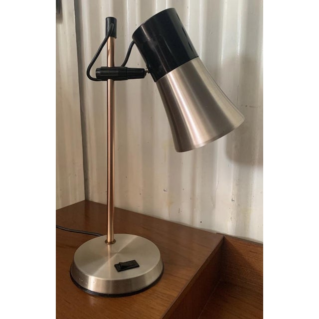 Mid-Century Adjustable Desk Lamp in Copper and Black Enamelled .