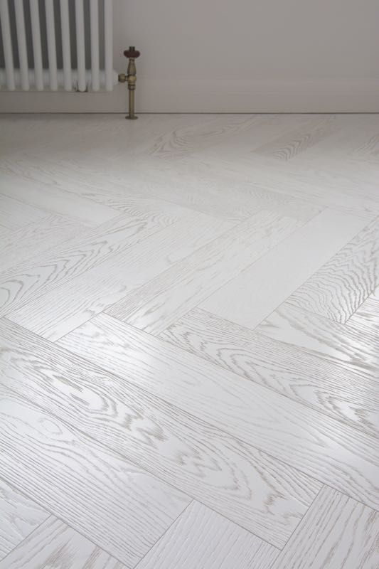 Textured Italian White Herringbone Floor, Lightly Brushed | White .