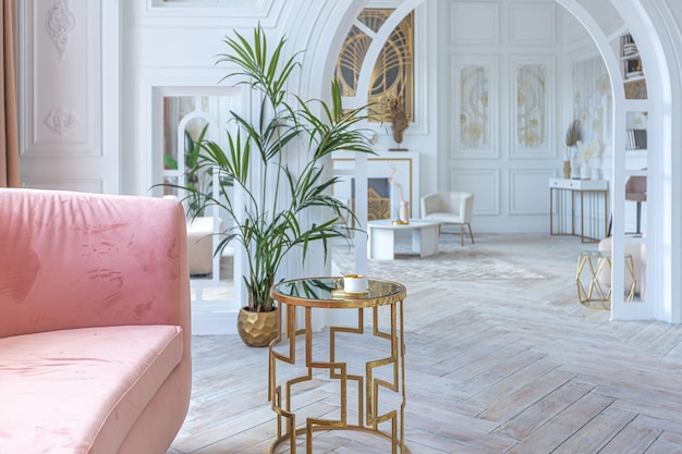 Premium Photo | Snowwhite luxury apartment interior with .