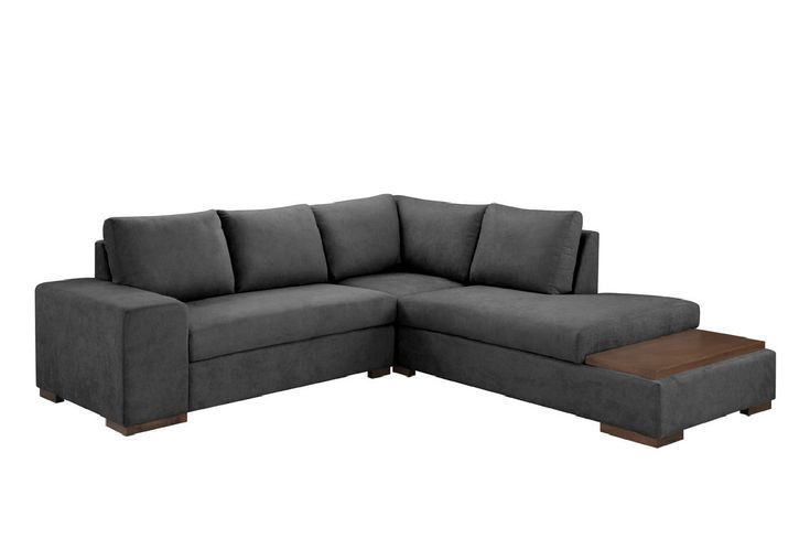 Lilola Home Bianca Dark Gray Sectional Sofa with Console Table .