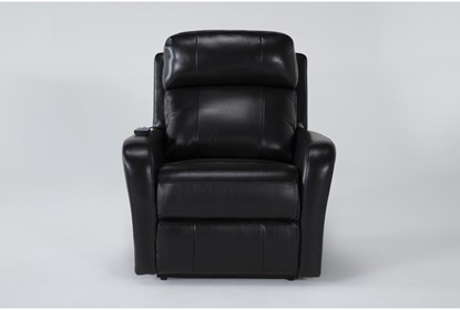 Seville Black Leather Power Lift Recliner with Heat, Massage .