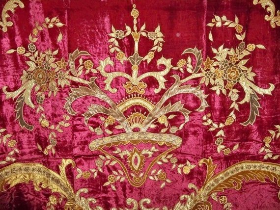 STUNNING ITALIAN BELLESSA Embroidered Silk Velvet Fabric - Etsy .