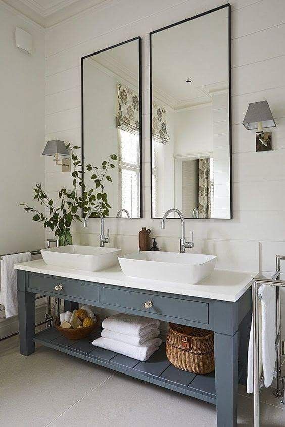 Lovely farmhouse style bathroom | Bathroom renovation designs .