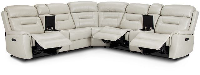 Toby Light Gray Micro Large Triple Power Reclining Two-arm .
