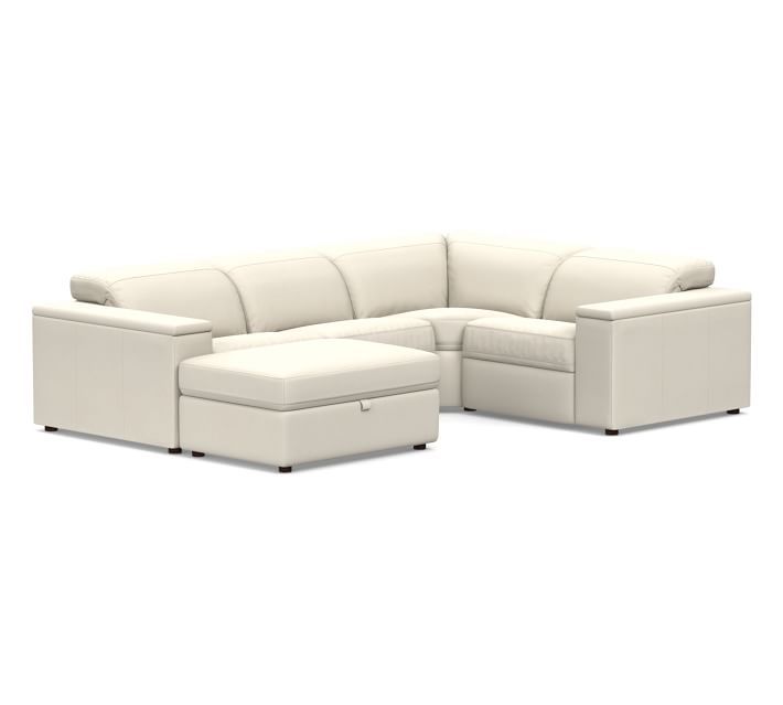 Ultra Lounge Square Arm Leather 5-Piece Reclining Sofa Sectional .