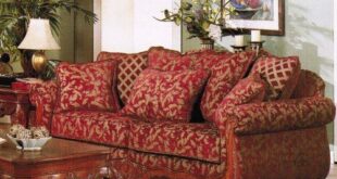 Best Sale Sofa Couch Burgundy & Gold Floral Chenille Fabric | Red .