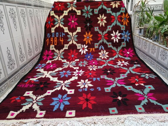 Buy Algerian Handmade Kilim Rugouled Nail Rugfloral Wool Online in .