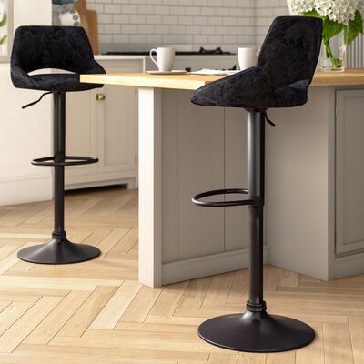 Foundry Select Newville Swivel Adjustable Height Bar Stool .