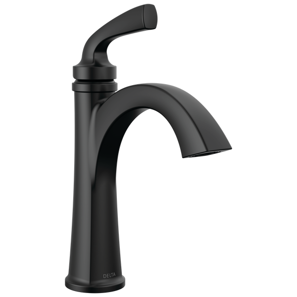 Single Handle Bathroom Faucet in Matte Black 15864LF-BL | Delta Fauc