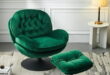 Velvet Swivel Accent Chair with Ottoman Set, Modern Lounge Chair .