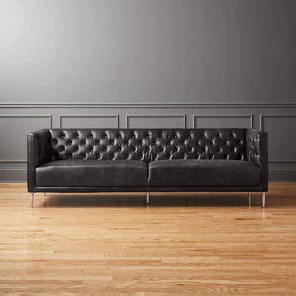 Savile Leather Tufted Modern Sofa + Reviews | C