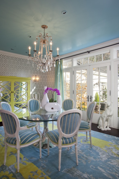 Turquoise Walls - Eclectic - dining room - Sherwin Williams Spa .