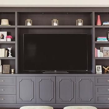 Dark Gray Built In TV Cabinets and Shelves | Built in tv cabinet .