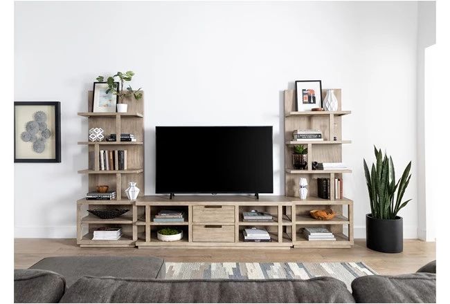 Pierce Natural 3 Piece Wall With 72" Tv Stand And Entertainment .