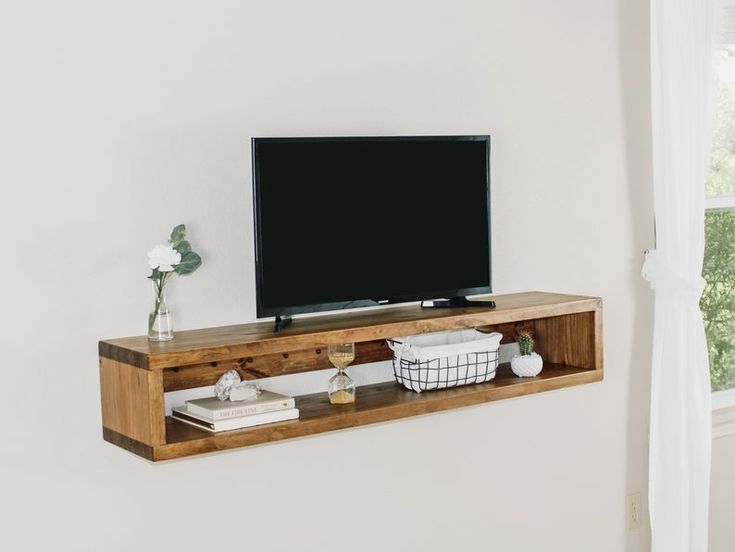 FLOATING TV TABLE Solid Wood Console Stand Wall Mounted - Etsy .