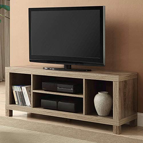 TV Stand for 50 inch TV 3 Tier Multimedia Storage Stand Floor Wood .