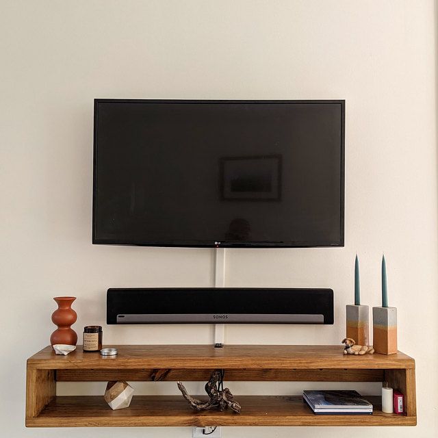 FLOATING TV TABLE Solid Wood Console Stand Wall Mounted - Etsy .