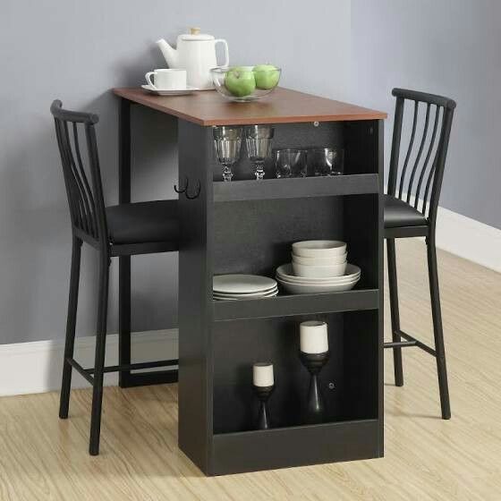 Built-in storage with 3 stationary shelves.Set includes: 1 table .