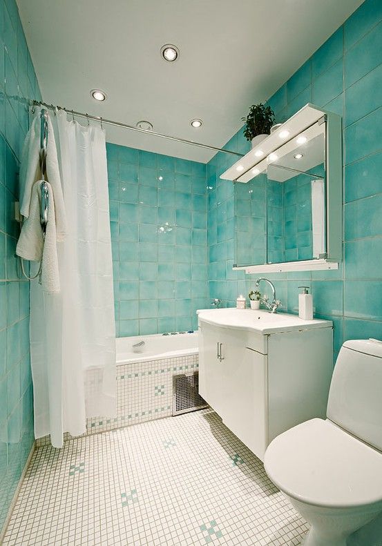 Aqua Bathroom Design | Small bathroom design - similar layouts .