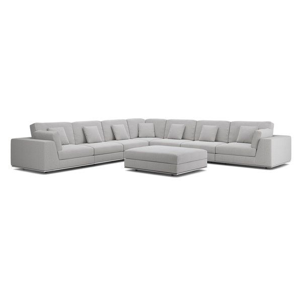 Perry Modular Sofa Set 10 in Chalk Fabric - Contemporary .
