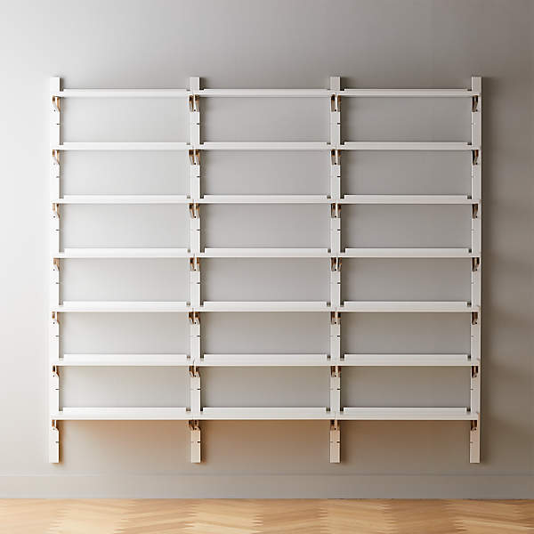 White High-Gloss Triple Modular Wall Shelf 88" + Reviews | C