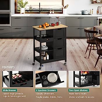 Amazon.com: YITAHOME Kitchen Island with Storage, Kitchen Cart for .