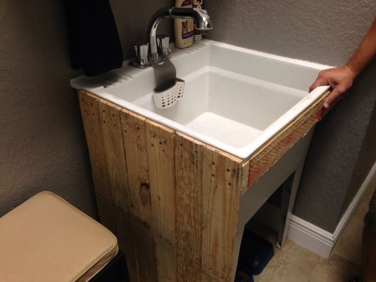 Upcycled pallet - utility sink … | Laundry room utility sink .