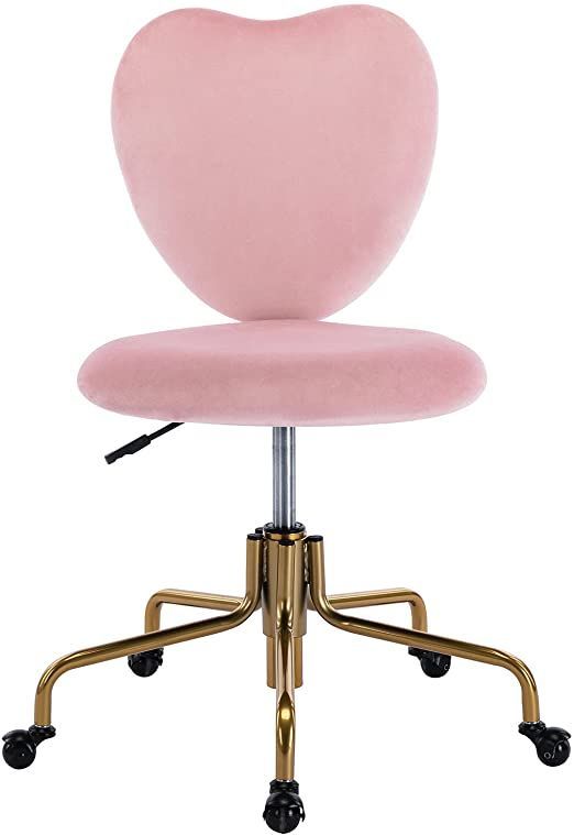 HNY Hi&Yeah Velvet Cute Desk Chair with Wheels, Comfortable .