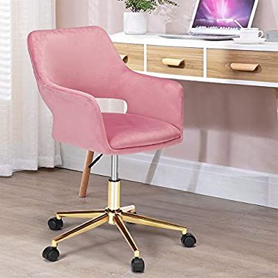 HOMHUM Desk Chairs with Wheels, Home Office Chair Mid-Back Velvet .