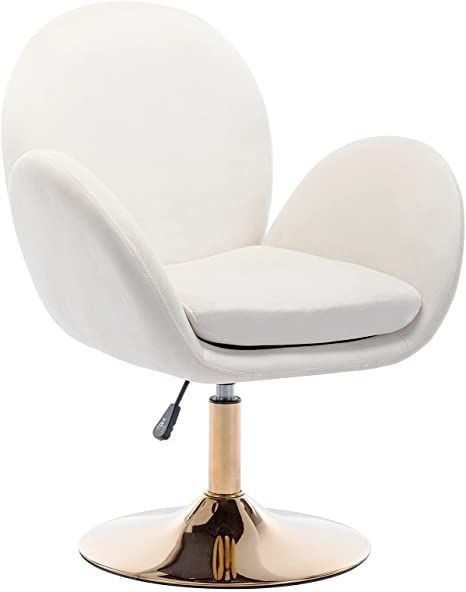 HNY Hi&Yeah Velvet Accent Vanity Chair, Petal Adjustable Swivel .