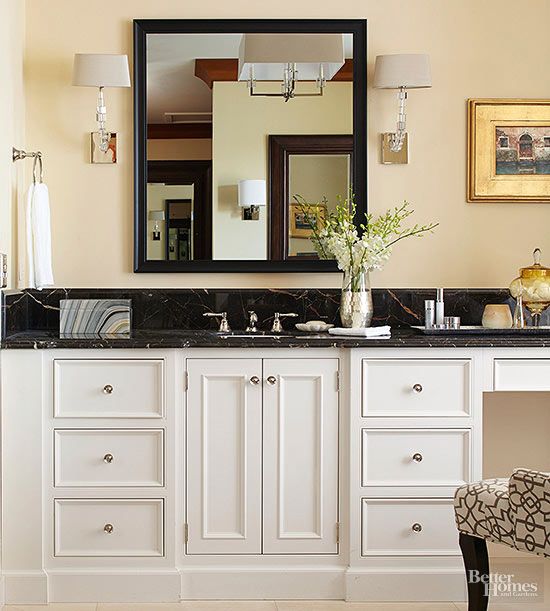 Bathroom Countertop Ideas For Every Style | Black marble bathroom .