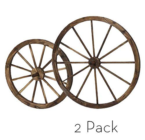 Westcharm Steel-Rimmed Wooden Wagon Wheels (Mixed in, Brown .