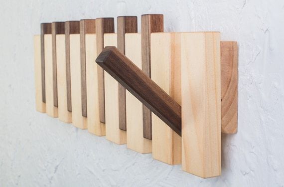 Piano Wooden Wall Hanger With Foldable Clothes Hooks Wall - Etsy .