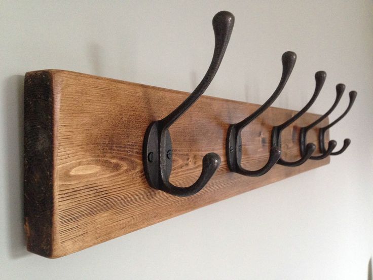 Image result for wooden wall coat hooks | Wooden coat rack, Coat .