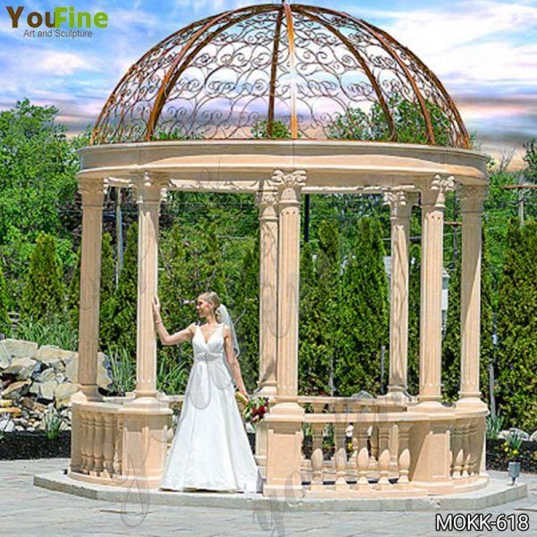Outdoor Wedding Beige Marble Gazebo Decorations Supplier MOKK-618 .