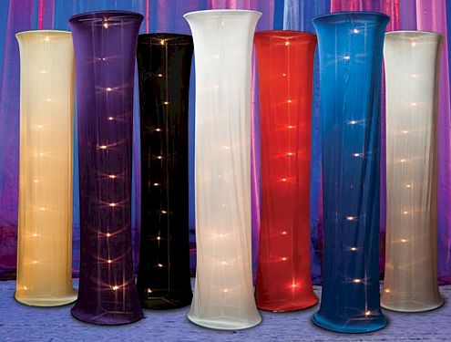Lighted cloth columns are self-supporting. "Under counter lights .
