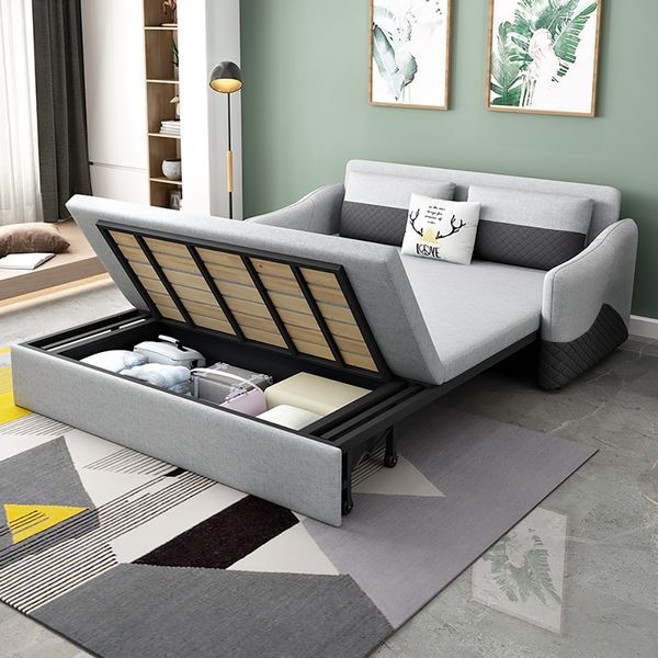 Modern Full Sleeper Sofa Linen Upholstered Convertible Sofa with .