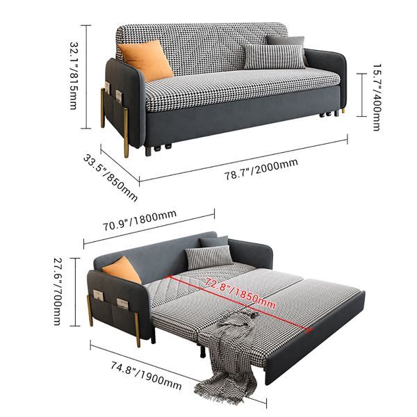 King Sleeper Sofa Deep Gray Upholstered Convertible Sofa | Full .