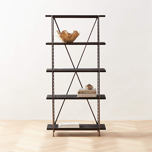 Scala Modern Black Wood Bookshelf with Metal Frame | C