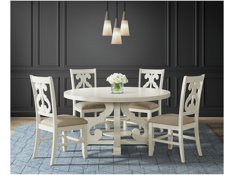 Elements International Dining Room Stone White Round Dining Table .
