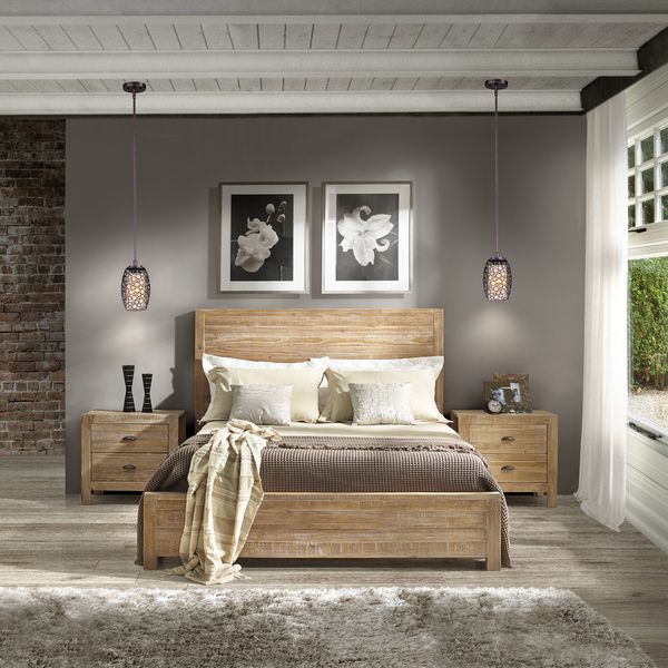 Grain Wood Furniture Montauk Queen-size Solid Wood Panel Bed .